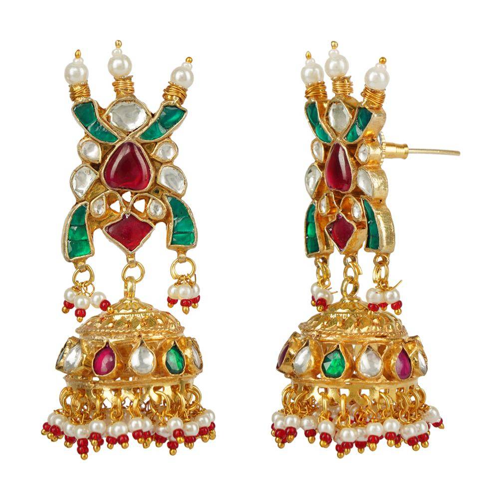 Dazzling Kundan Necklace Set 22KT Gold Plated - Auraa Trends