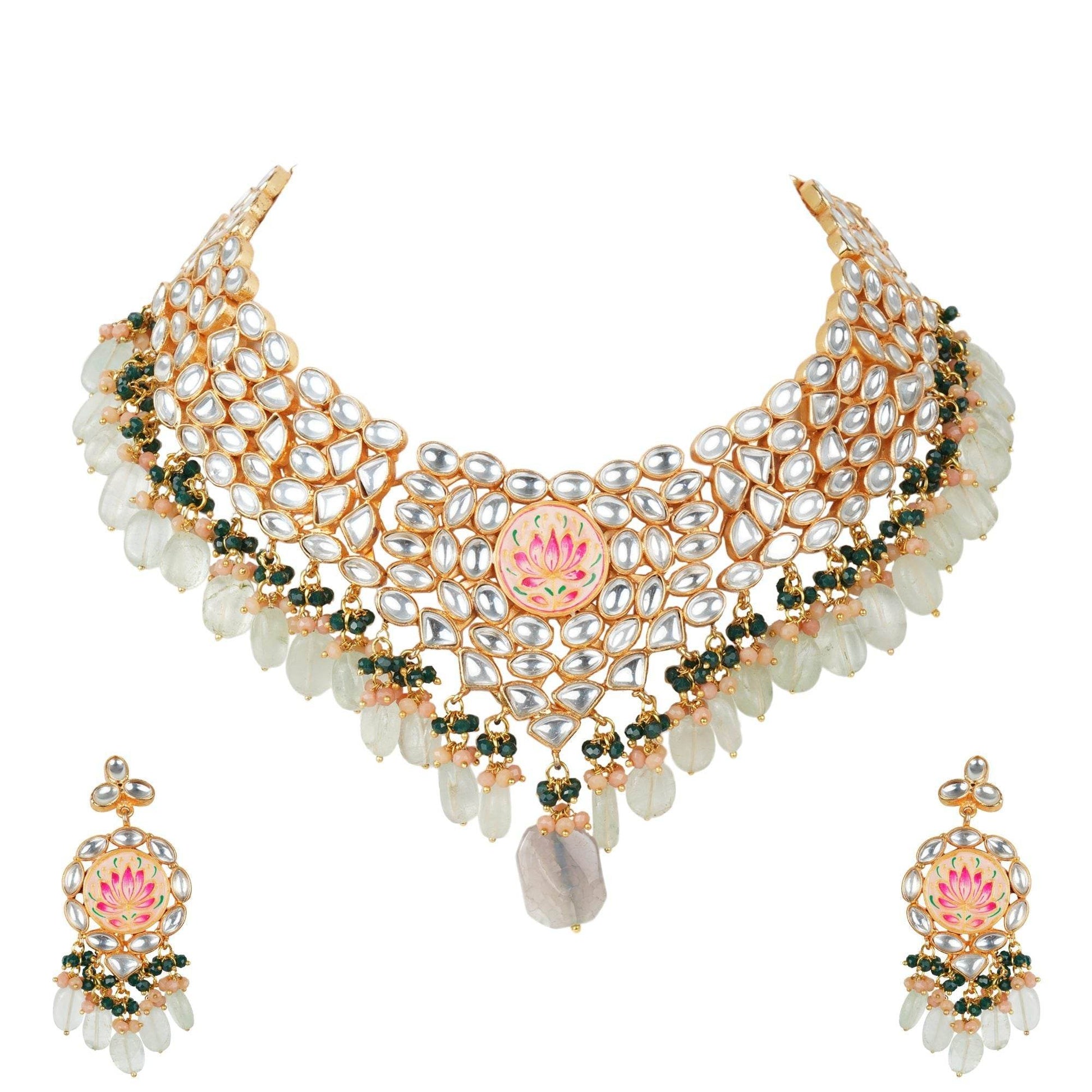 Dazzling Kundan Necklace Set - Auraa Trends