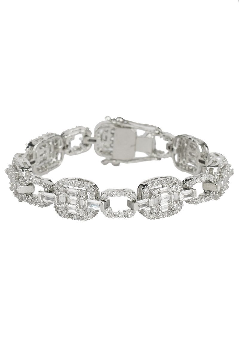 Delicate Silver Finish Diamond Studded Bracelet - Auraa Trends - Bracelet - American Diamond American Diamond bracelet