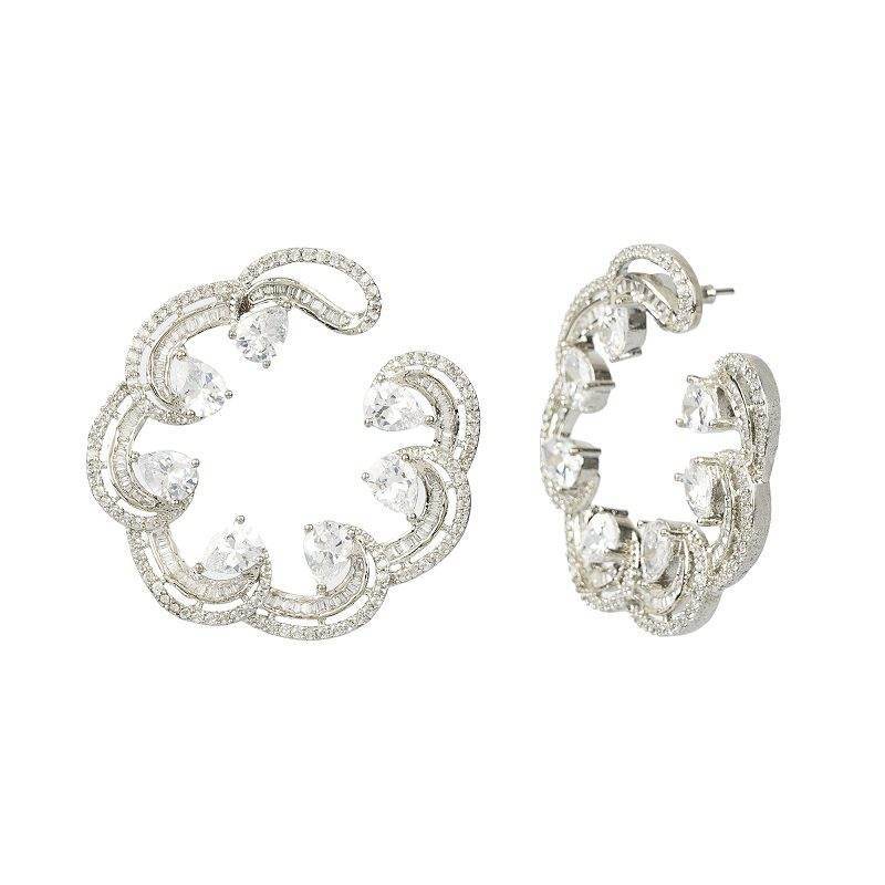 Diamante Round Stud Earrings for Women Elegant Party Wear - Auraa Trends