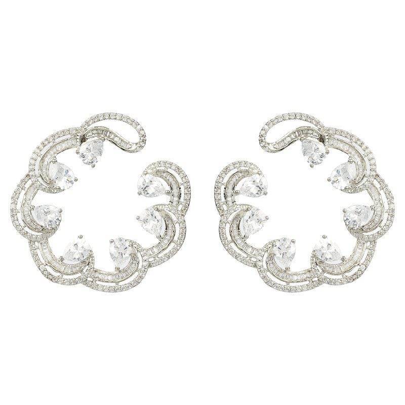 Diamante Round Stud Earrings for Women Elegant Party Wear - Auraa Trends
