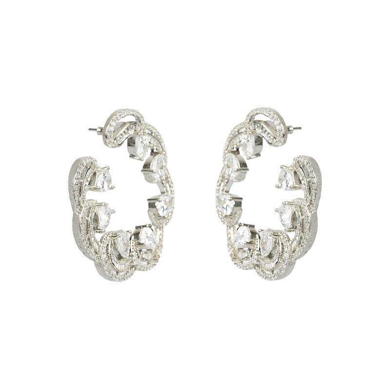 Diamante Round Stud Earrings for Women Elegant Party Wear - Auraa Trends