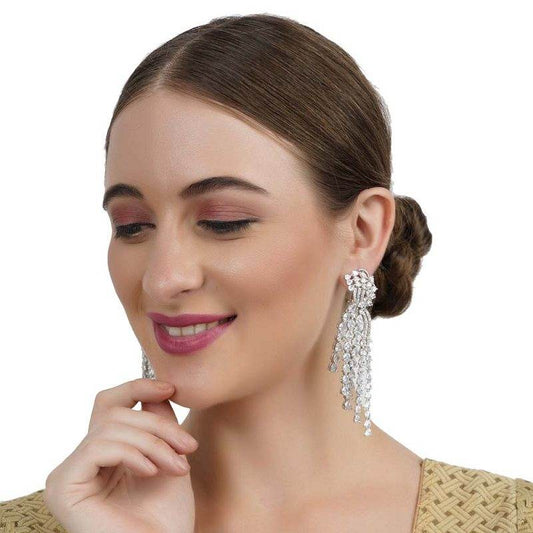 Diamonte Flower Chandelier Earring - Auraa Trends