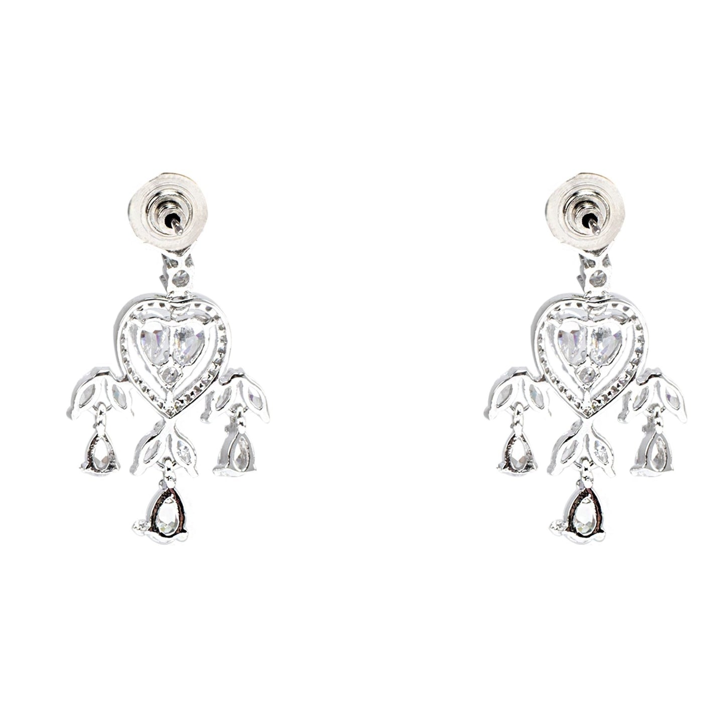 Diamonte Heart Earring with Drops - Auraa Trends - Drop - # - Auraa Trends - Diamonte Heart Earring with Drops