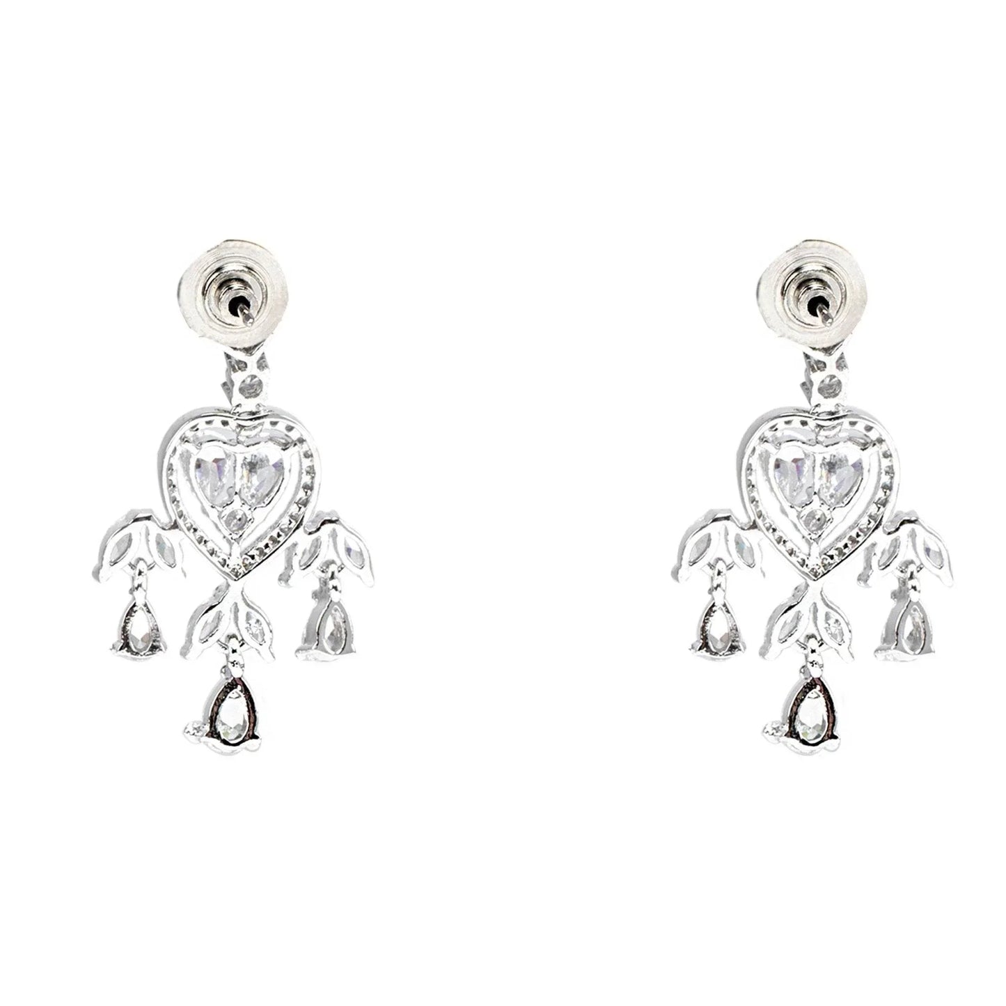 Diamonte Heart Earring with Drops - Auraa Trends