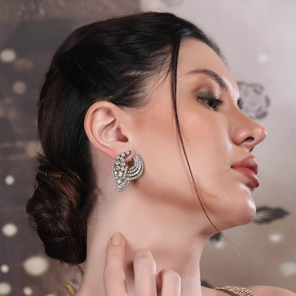 Diamonted Hoop Earrings with Sparkling Detailing - Auraa Trends
