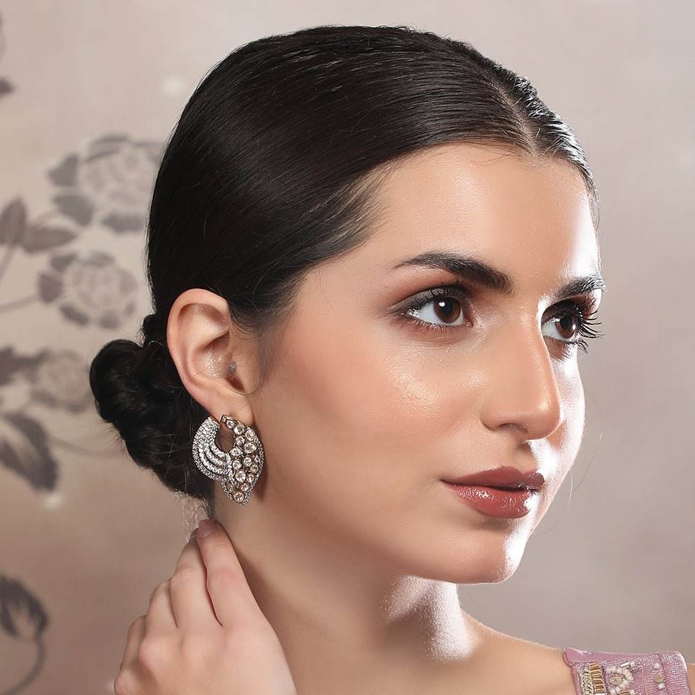 Diamonted Hoop Earrings with Sparkling Detailing - Auraa Trends