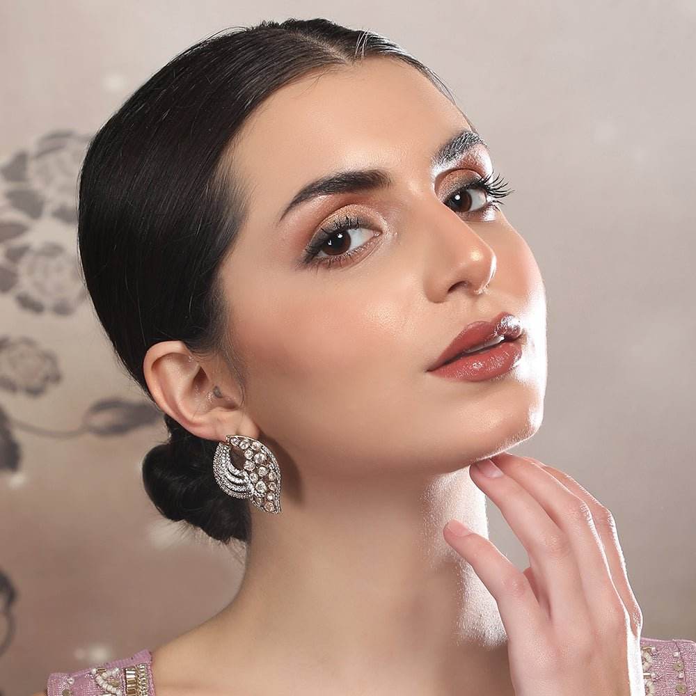 Diamonted Hoop Earrings with Sparkling Detailing - Auraa Trends