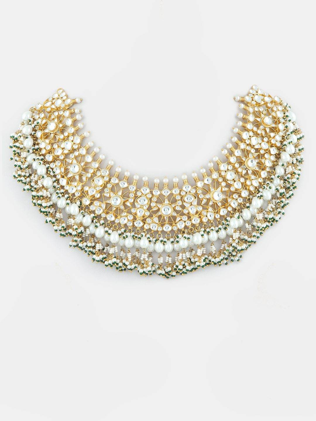 Dignified Gold Plated Long Kundan Necklace Set - Auraa Trends
