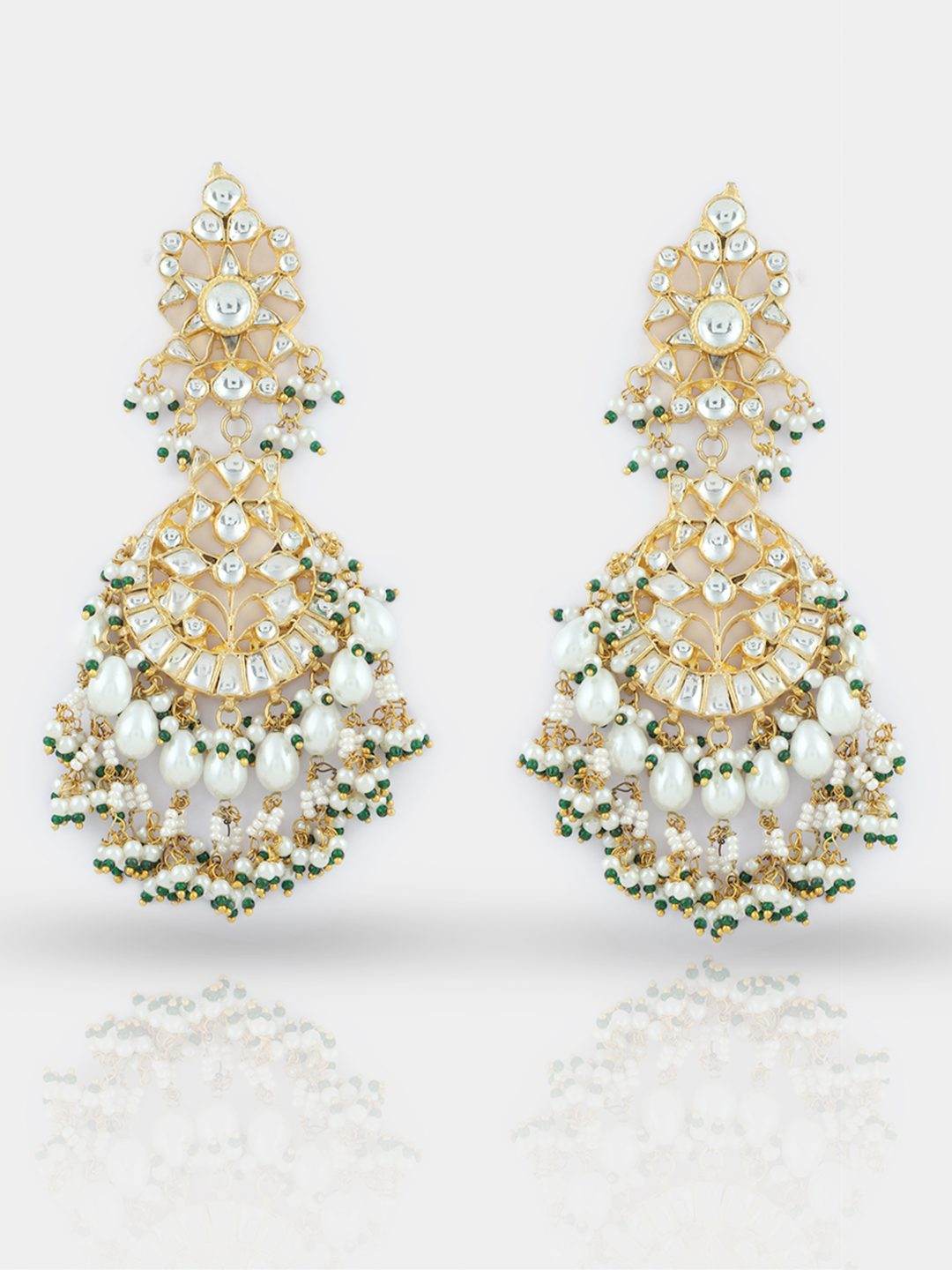 Dignified Gold Plated Long Kundan Necklace Set - Auraa Trends