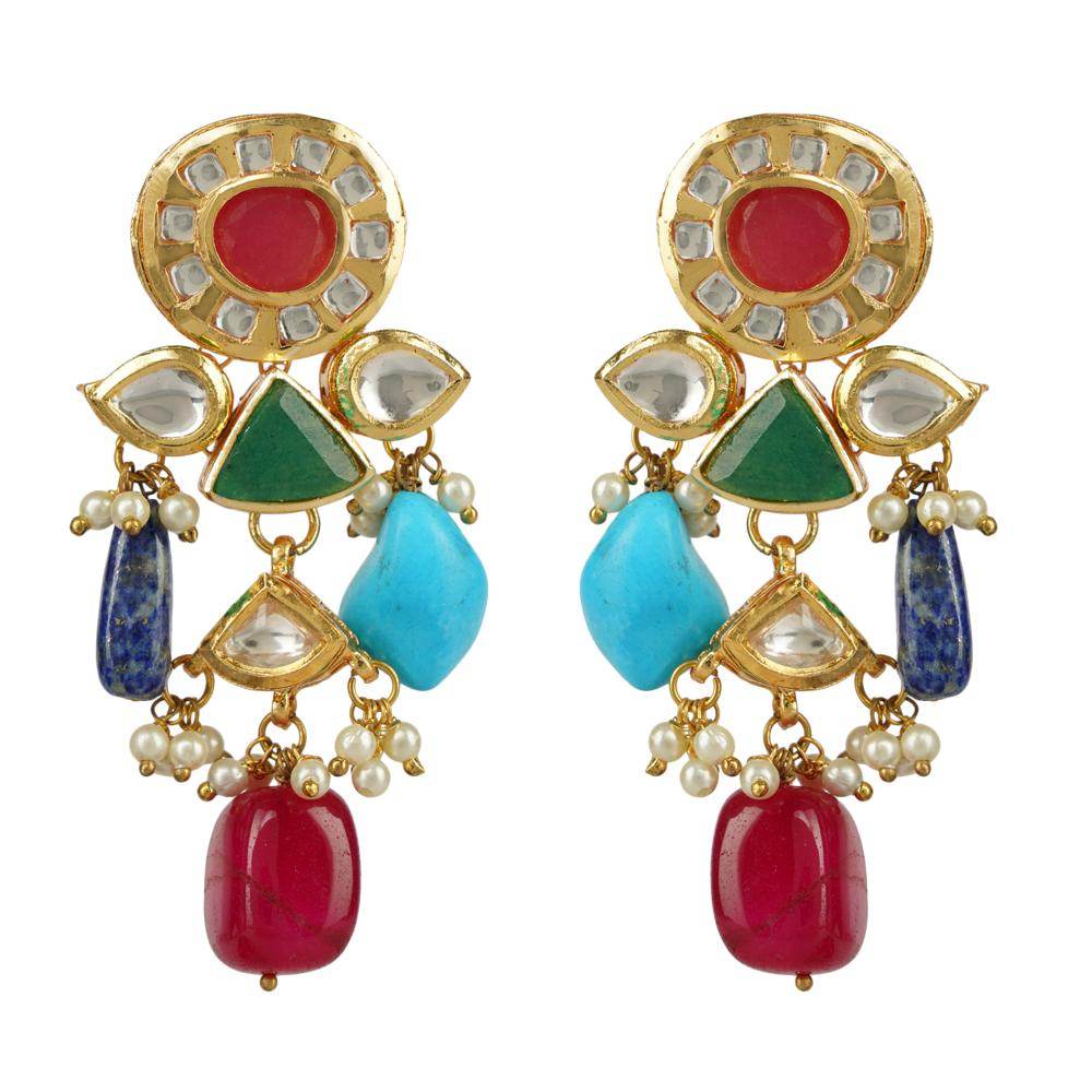 Dignified Kundan Necklace Set 22KT Gold Plated - Auraa Trends