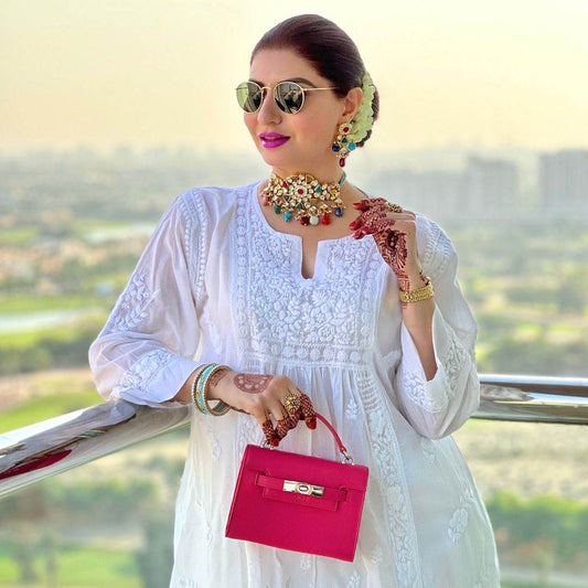 Dignified Kundan Necklace Set 22KT Gold Plated - Auraa Trends