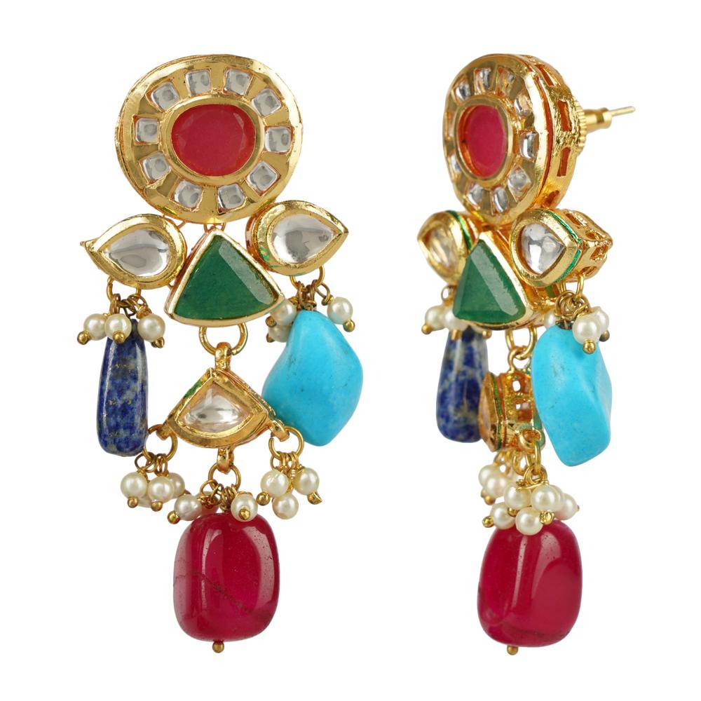Dignified Kundan Necklace Set 22KT Gold Plated - Auraa Trends