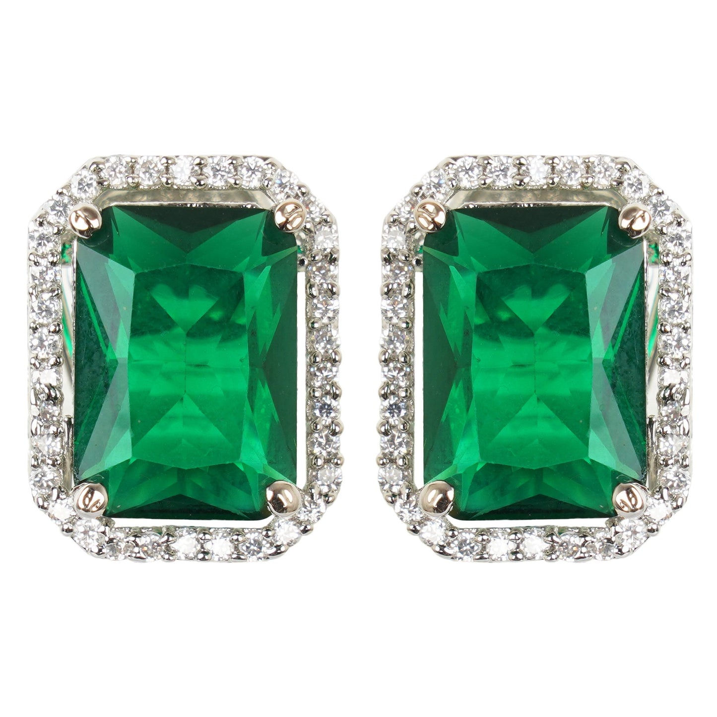 Exquisite Diamonte Necklace Set with Green Gemstones