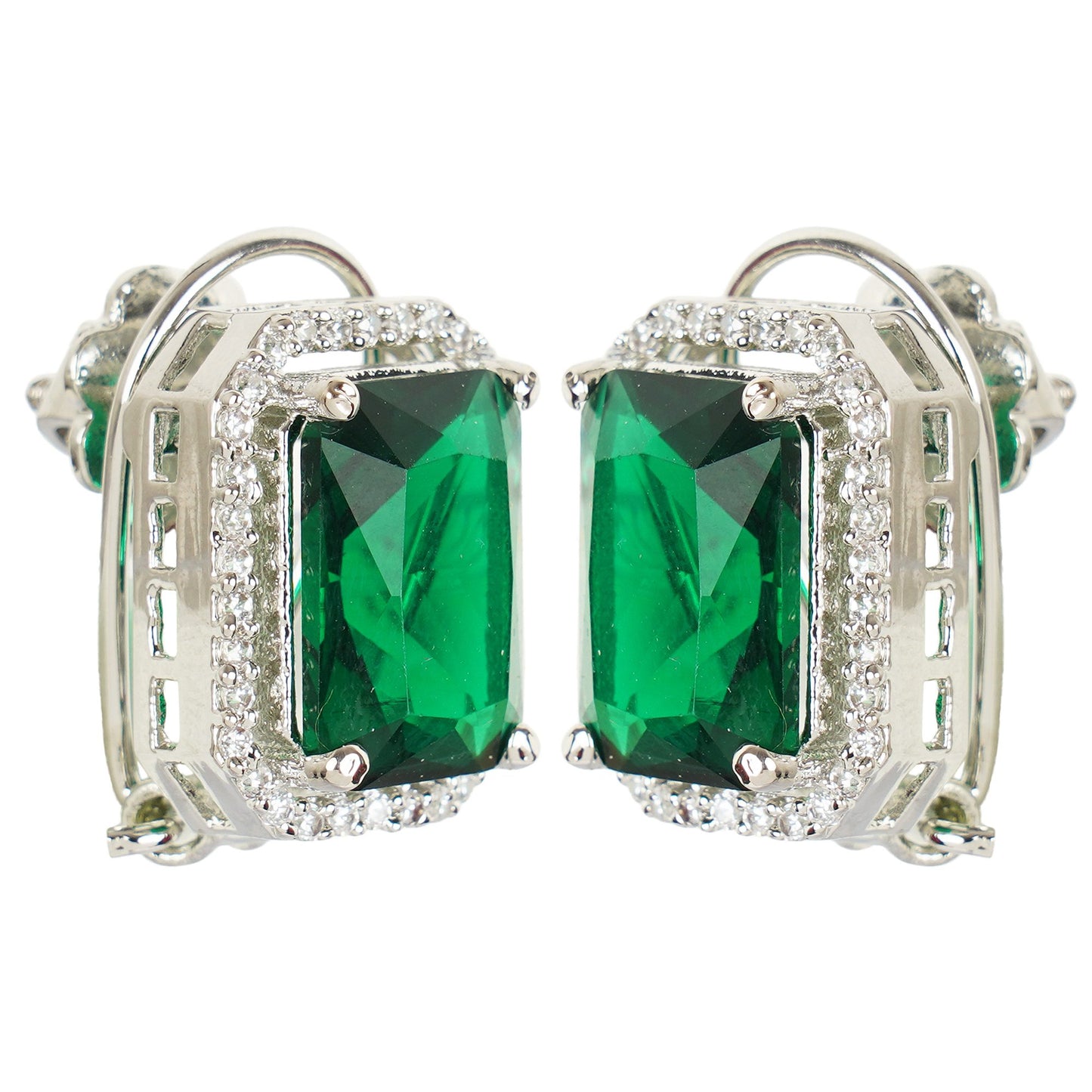 Exquisite Diamonte Necklace Set with Green Gemstones
