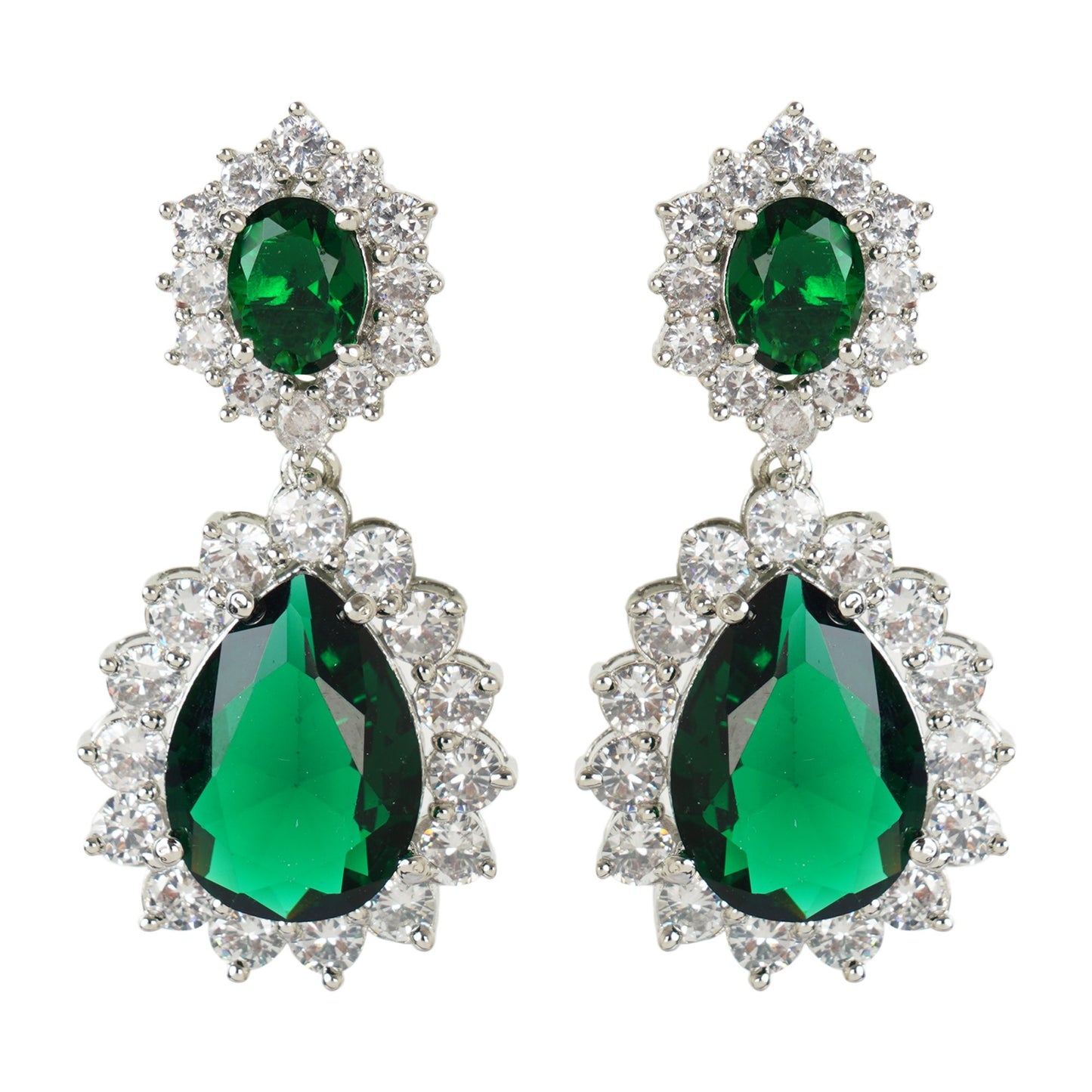 earrings for woman Diamonte Necklace Set in a stunning green color