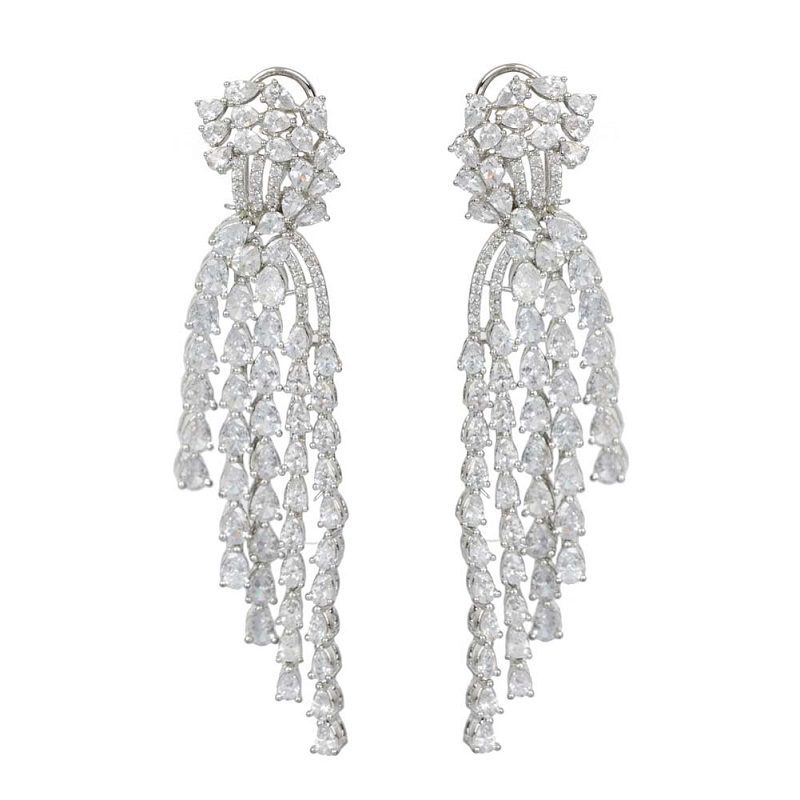 Diamonte Flower Chandlier Earring