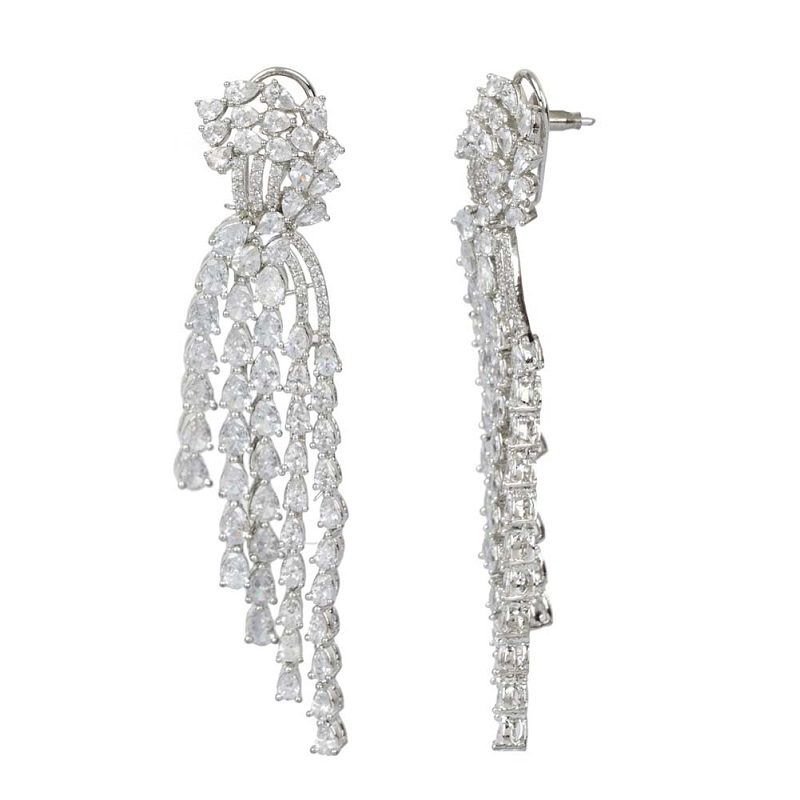 Diamonte Flower Chandlier Earring