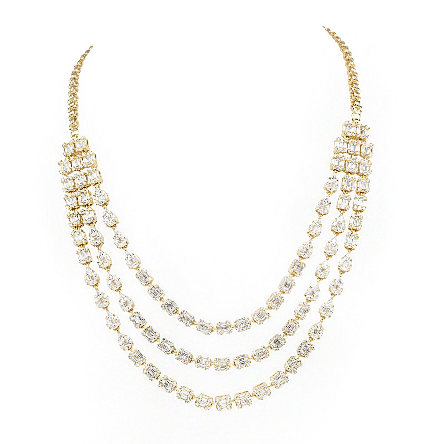 Opulent Diamonte 3 Strings Necklace Set