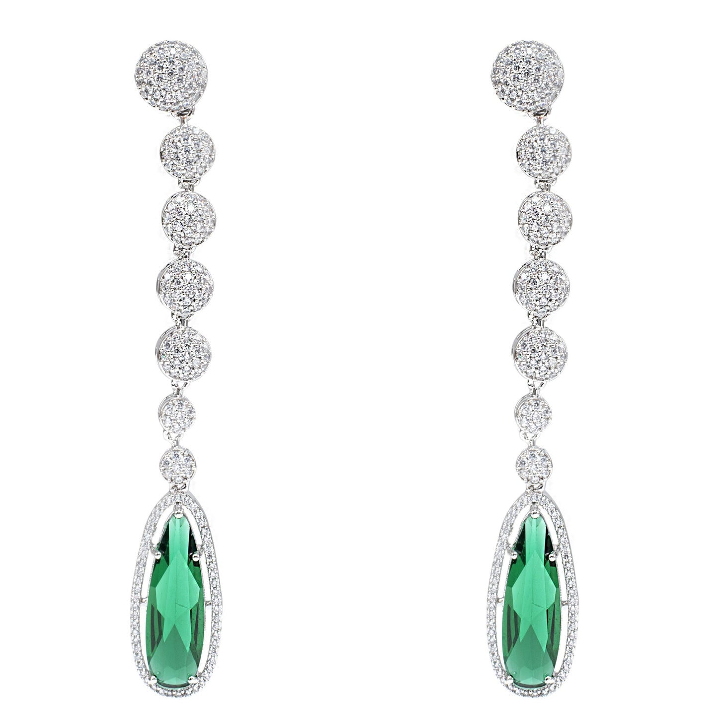 Diamonte Green Drop Earring