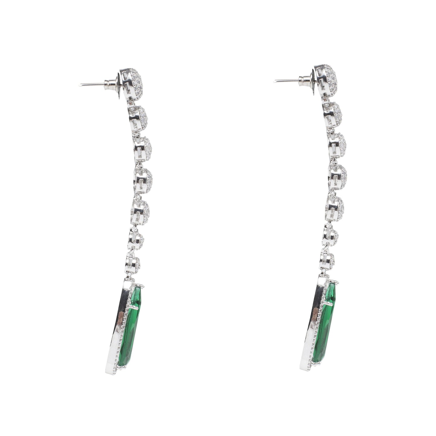 Diamonte Green Drop Earring