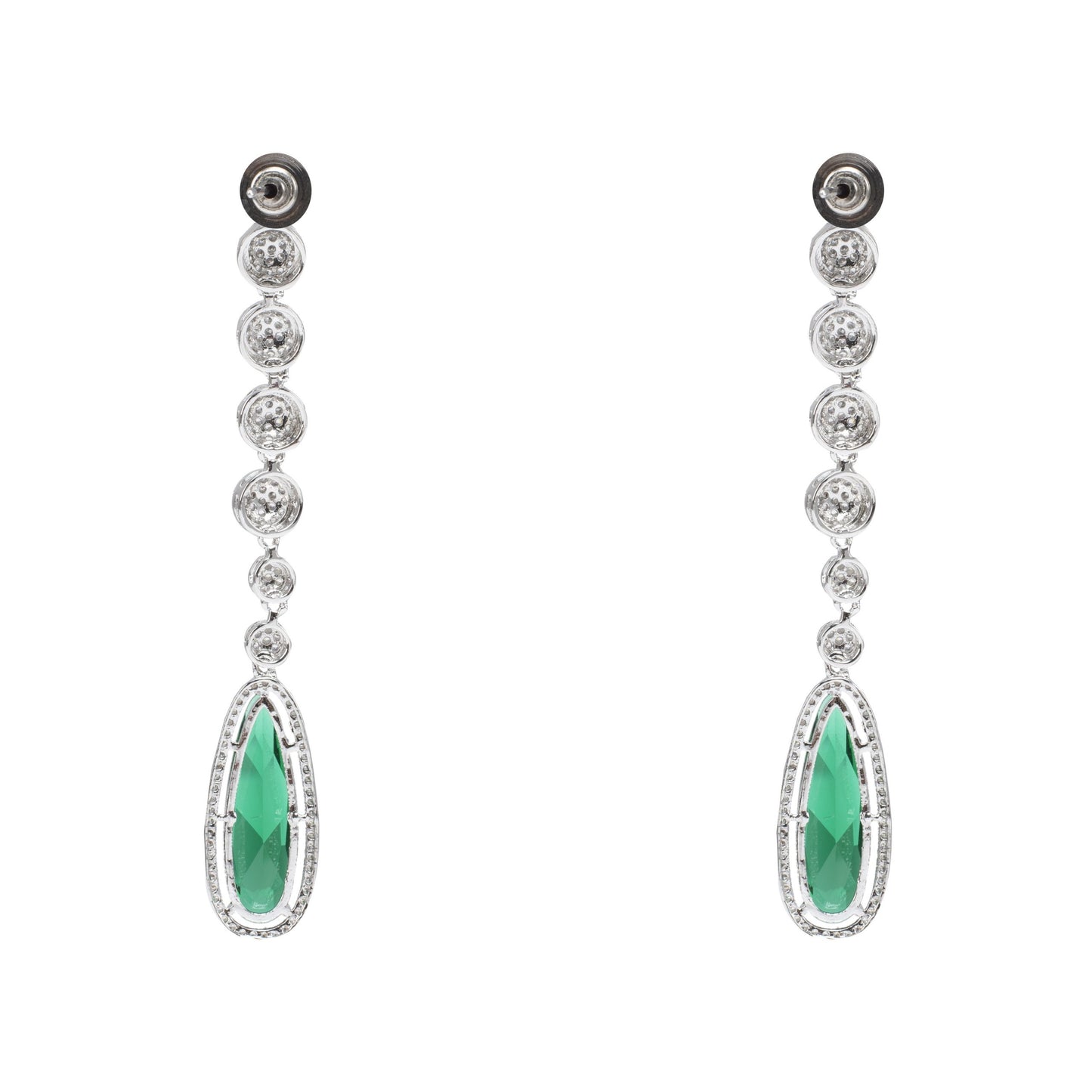 Diamonte Green Drop Earring