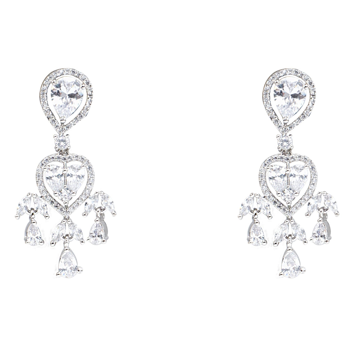 Diamonte Heart Earring with Drops