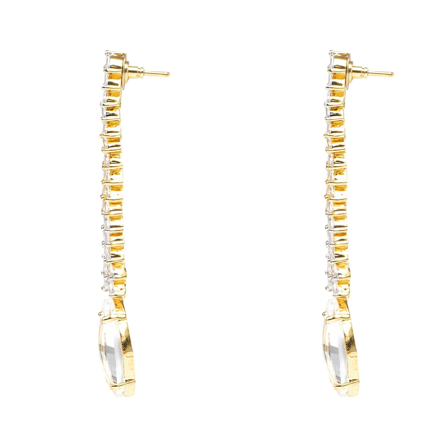 Moissanite Diamonte Dangle Earrings with Gold Detailing