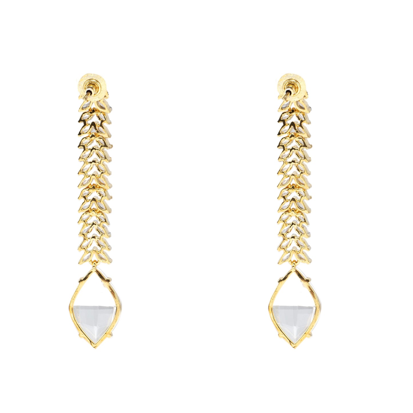 Moissanite Diamonte Dangle Earrings with Gold Detailing