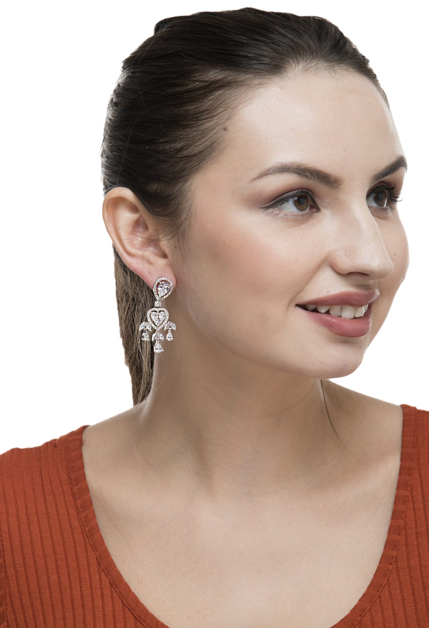 Buy Diamonte Heart Earring with Drops