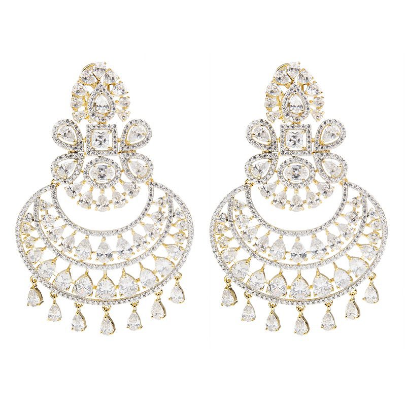 Crowned Diamonte Chaandlier Earrings