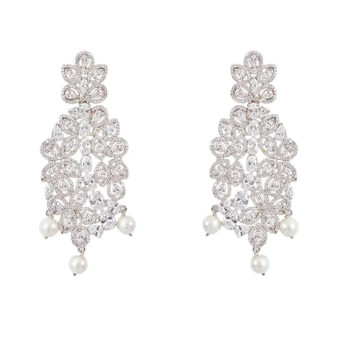 Elegant Diamond & Pearl Choker Necklace Set for Women - Auraa Trends