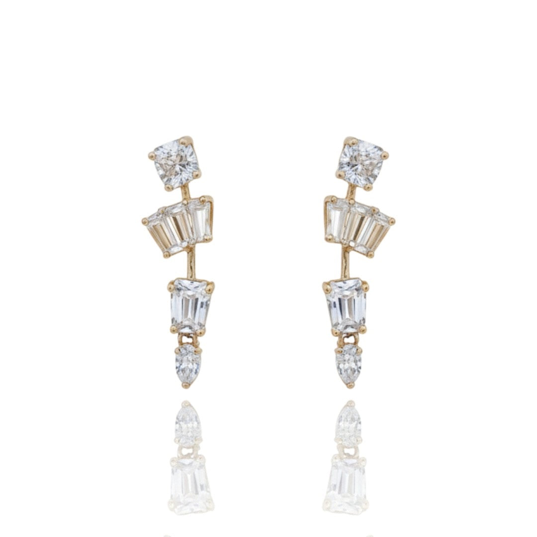 Floral American Diamond Necklace and Earring Set on Red Velvet Display Stand