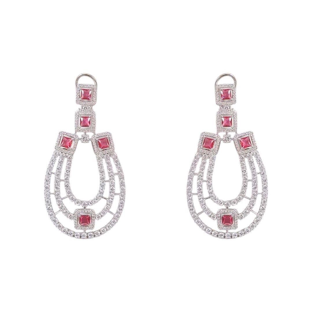 âLuxury multi-layer ruby and diamond choker necklace set with matching earrings for womenâ