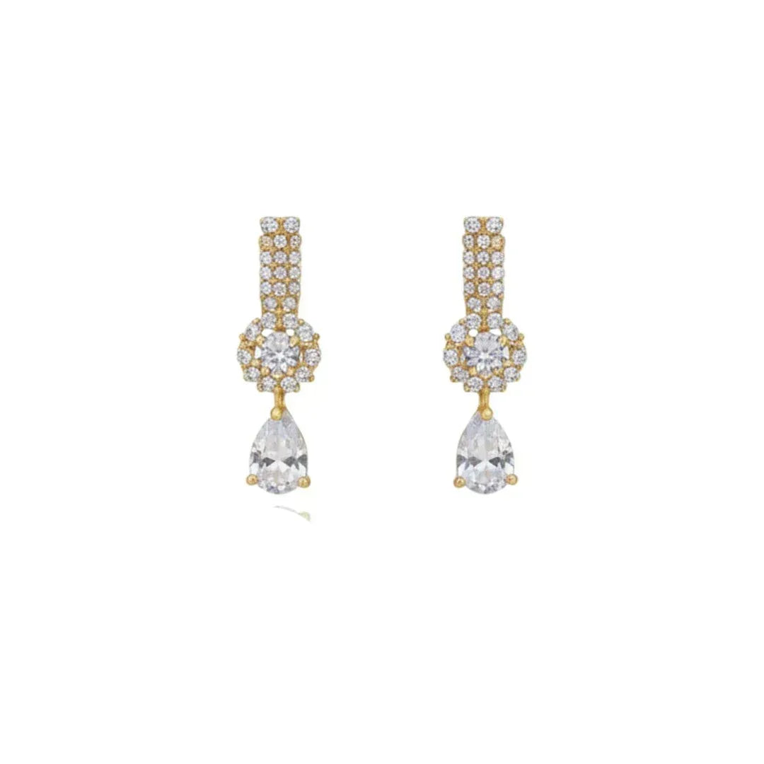 Elegant Floral Diamond Necklace Set with Matching Earrings for Women - Auraa Trends