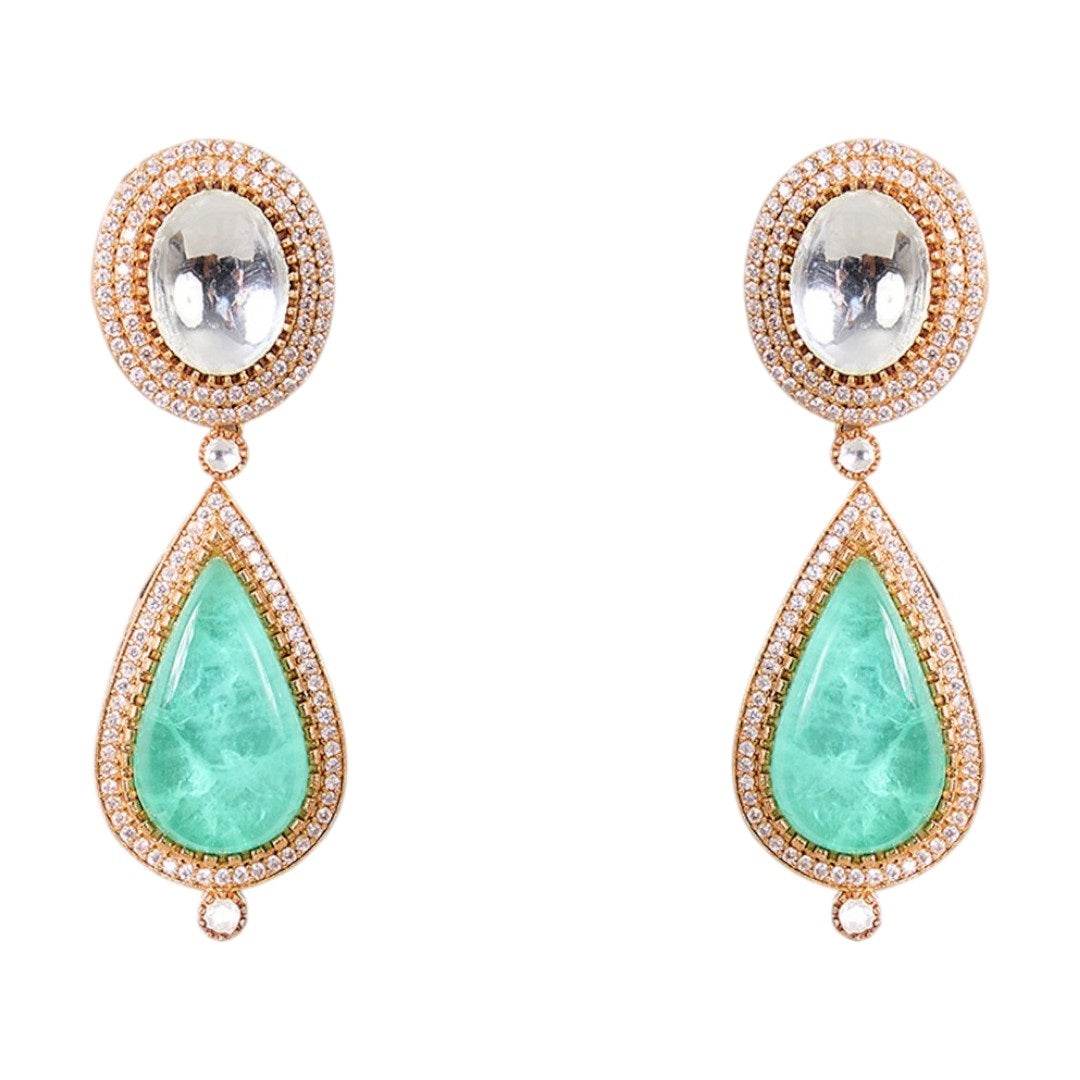 Mint Green Kundan Necklace Set for Women - Auraa Trends