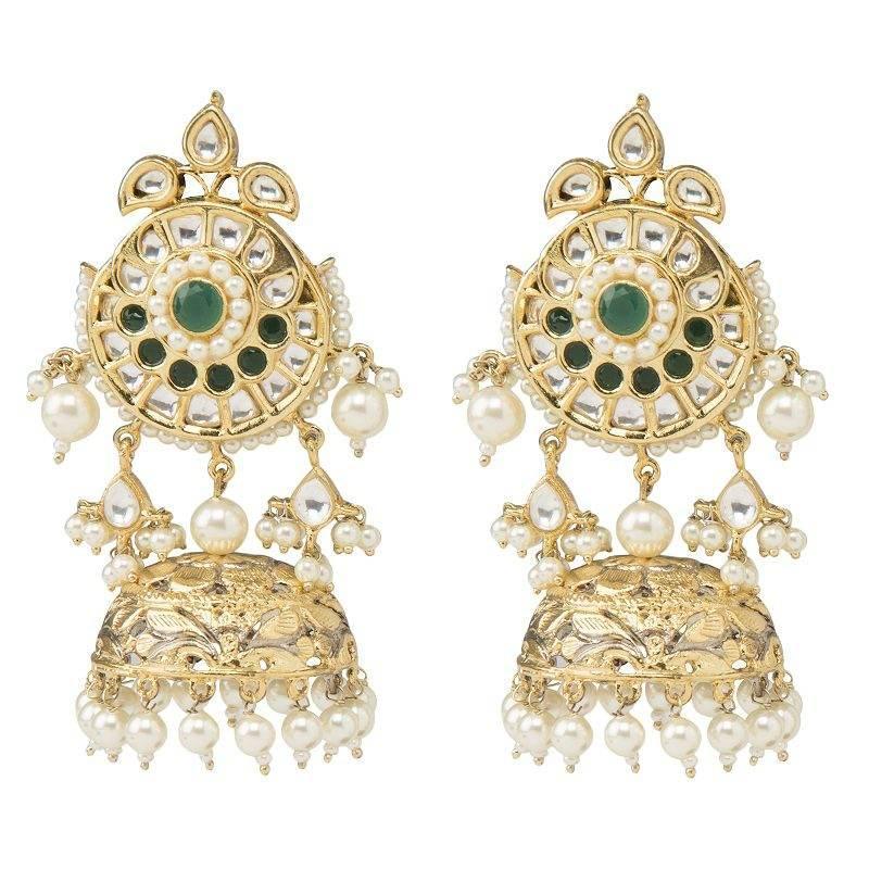 Elegant 22KT Gold-Plated Chandbaali Earrings with Pearl Drops - Auraa Trends