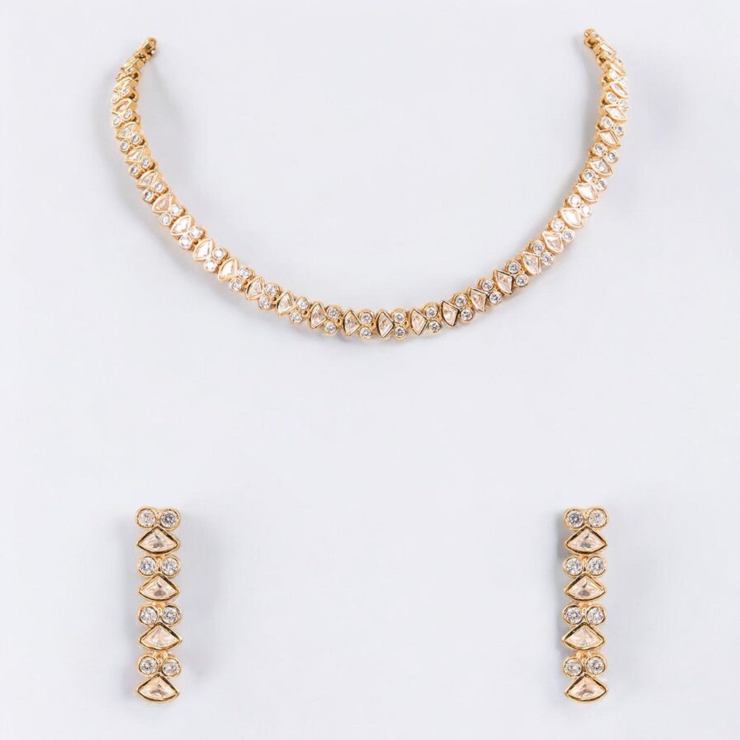 Elegant American Diamond Necklace Earring Set - Auraa Trends - necklace - # - Auraa Trends - Elegant American Diamond Necklace Earring Set