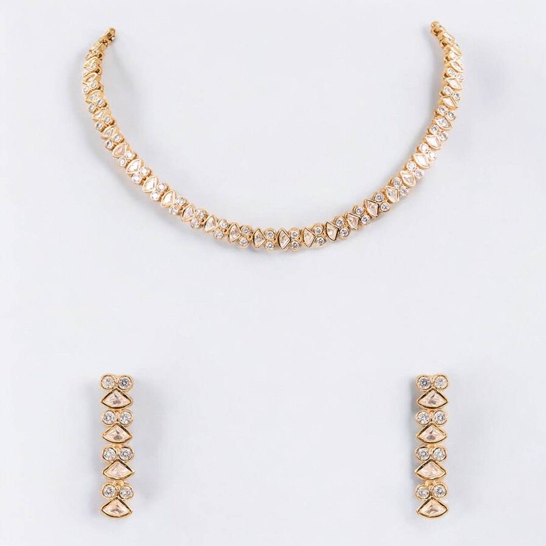 Elegant American Diamond Necklace Earring Set - Auraa Trends