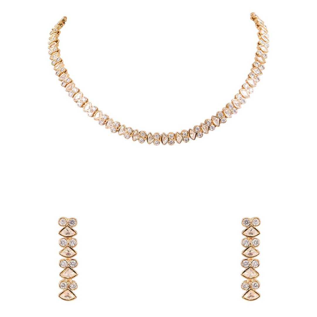 Elegant American Diamond Necklace Earring Set - Auraa Trends - necklace - # - Auraa Trends - Elegant American Diamond Necklace Earring Set