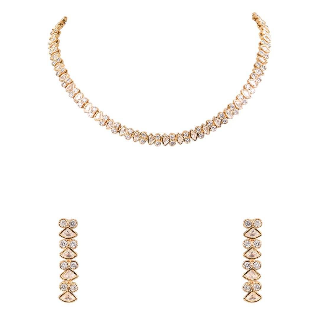 Elegant American Diamond Necklace Earring Set - Auraa Trends