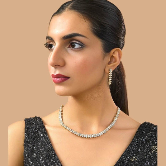 Elegant American Diamond Necklace Earring Set - Auraa Trends
