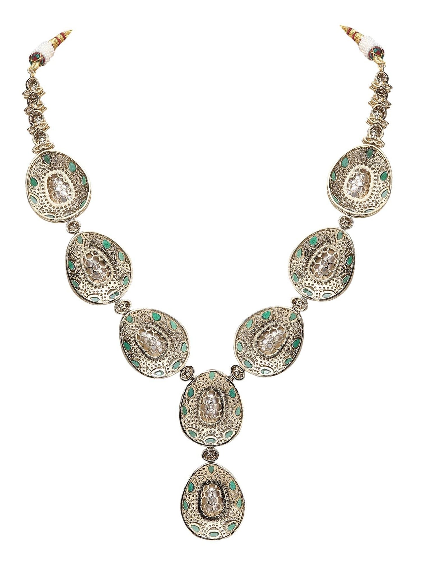 Elegant Colourless Crystal Necklace Set - Stylish Kundan & Polki Jewelry for Women - Auraa Trends