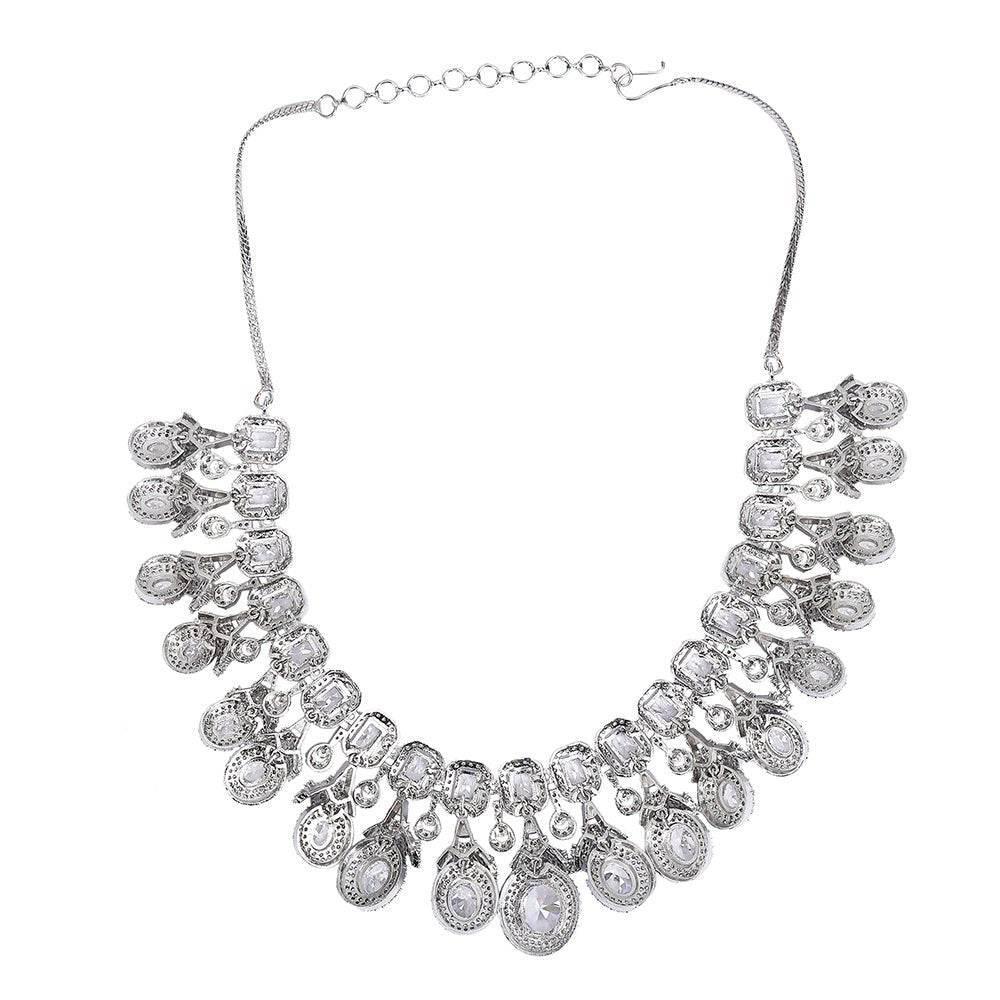 Elegant Diamond Chandelier Necklace Set - Auraa Trends