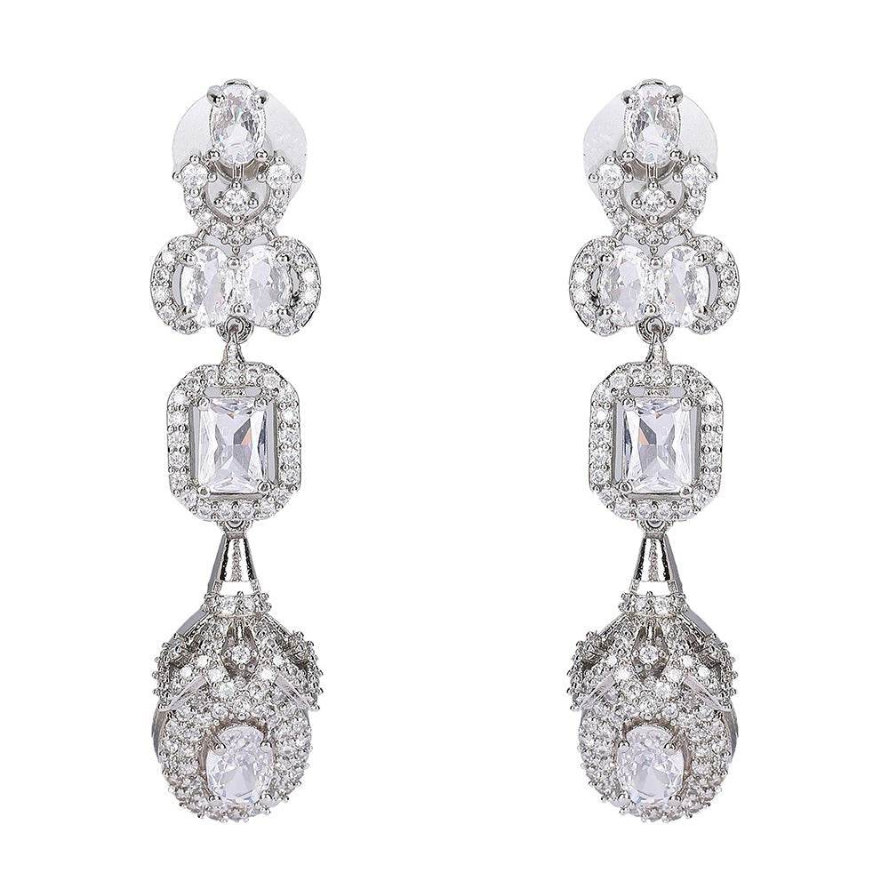 Elegant Diamond Chandelier Necklace Set - Auraa Trends