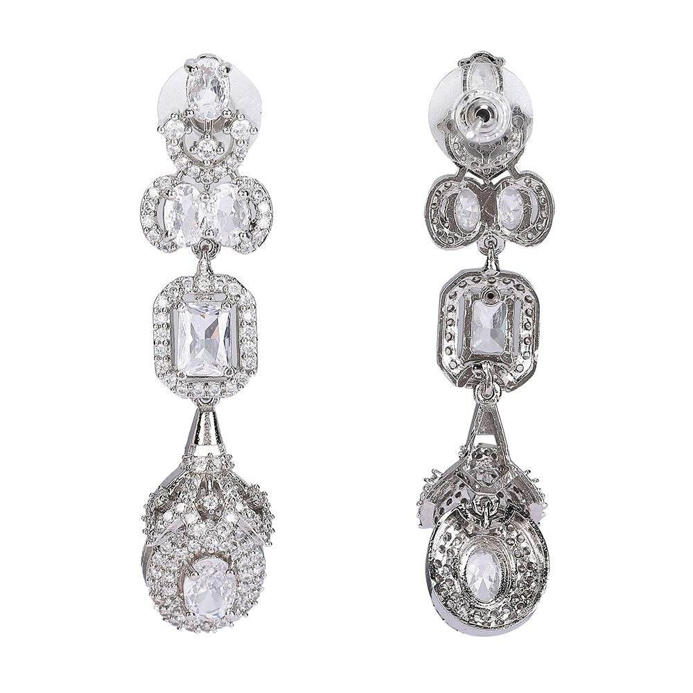 Elegant Diamond Chandelier Necklace Set - Auraa Trends