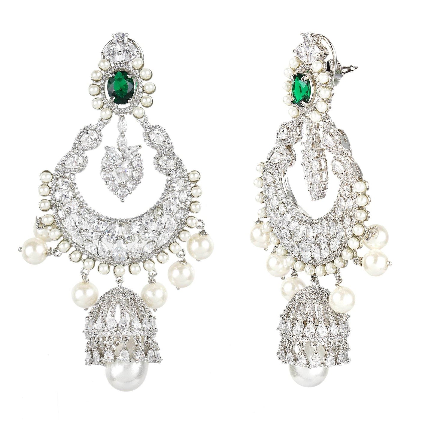 Elegant Diamonte Chandbaali Earrings - Auraa Trends