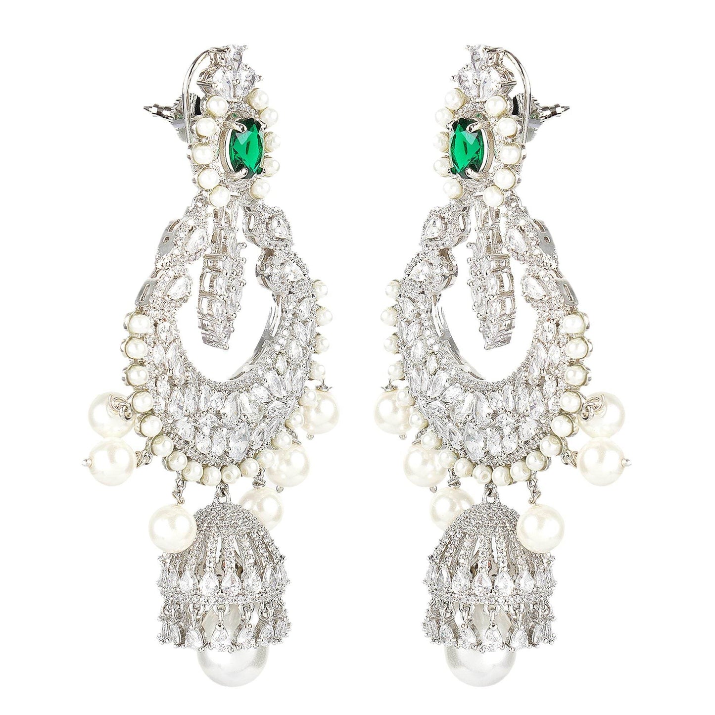 Elegant Diamonte Chandbaali Earrings - Auraa Trends