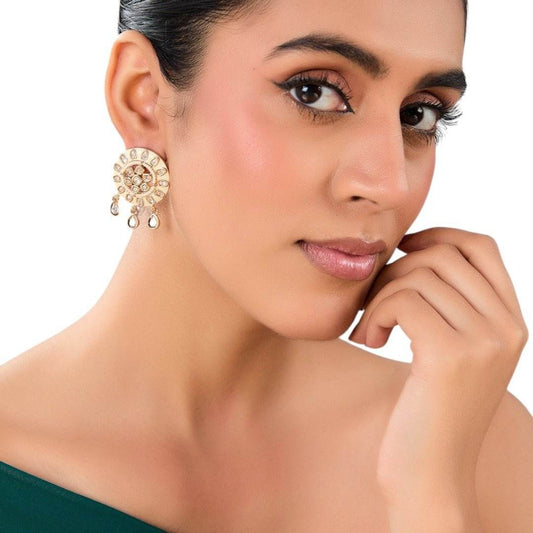 Elegant Ethnic Gold-Toned Statement Earrings for Women - Auraa Trends
