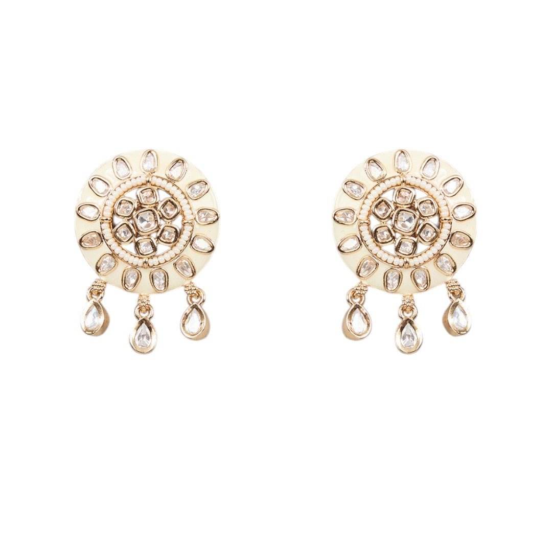 Elegant Ethnic Gold-Toned Statement Earrings for Women - Auraa Trends